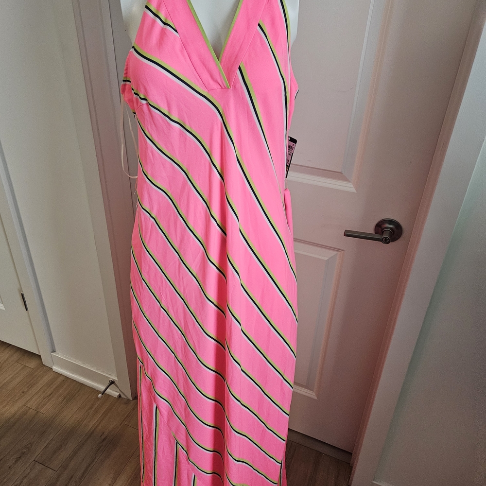 Vibrant Pink Striped Maxi Dress